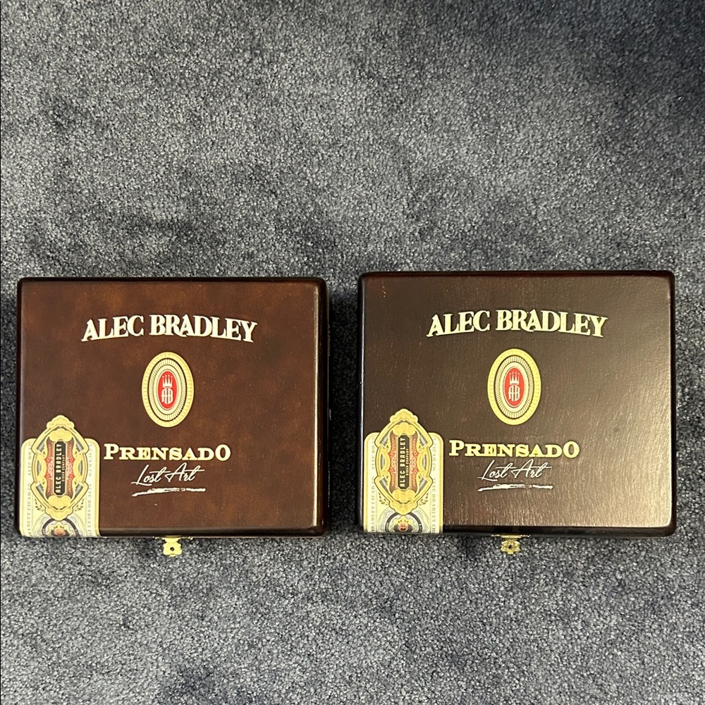 Two Alec Bradley Prensado Empty Cigar Boxes, (lot 1) Beautiful deep brown.